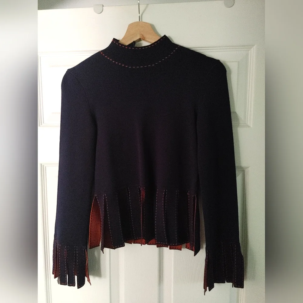 SOLD! STAUD Mika top / mock neck fringe of top - Picture 3 of 6